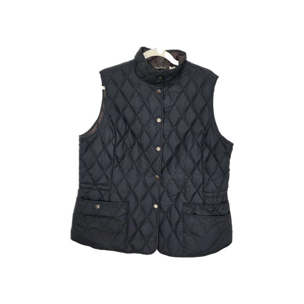 Eddie Bauer EB550 Fill Power Down Vest Blue Womens XL Goose Diamond Quilted